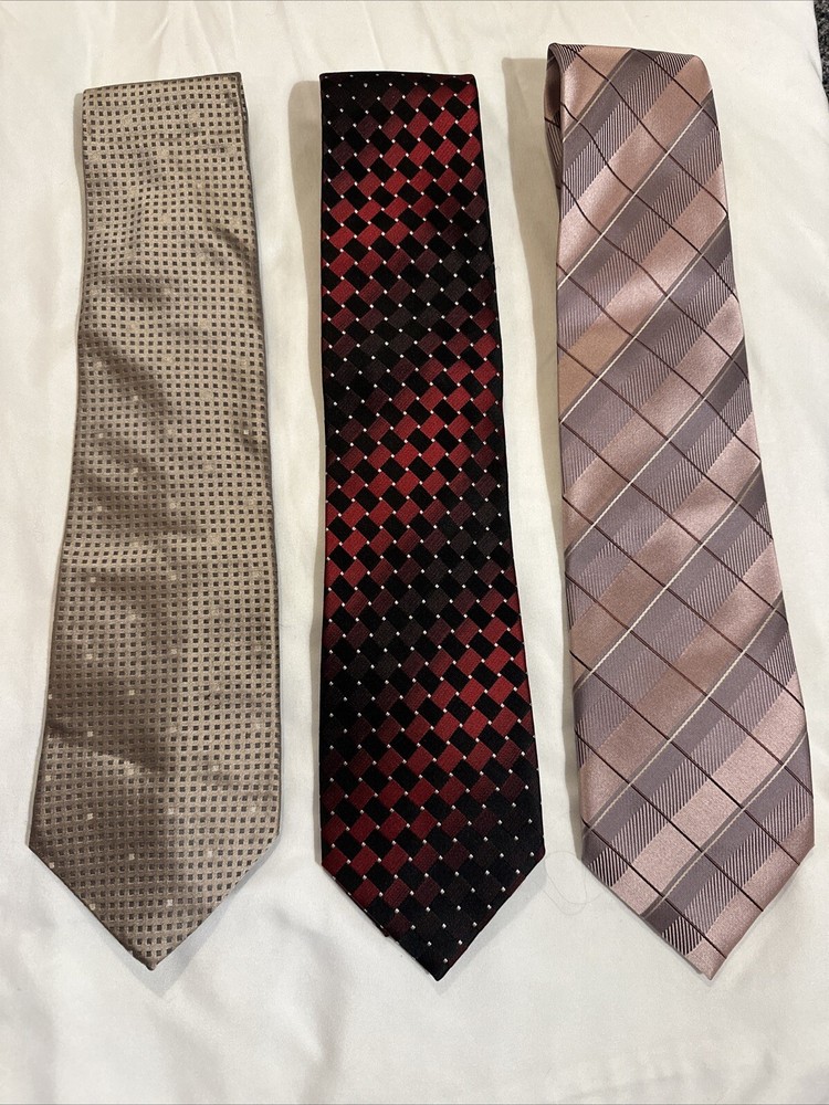 Lot of 3 Men’s Designer Silk Ties-Calvin Klein, Kenneth Cole, Alfani