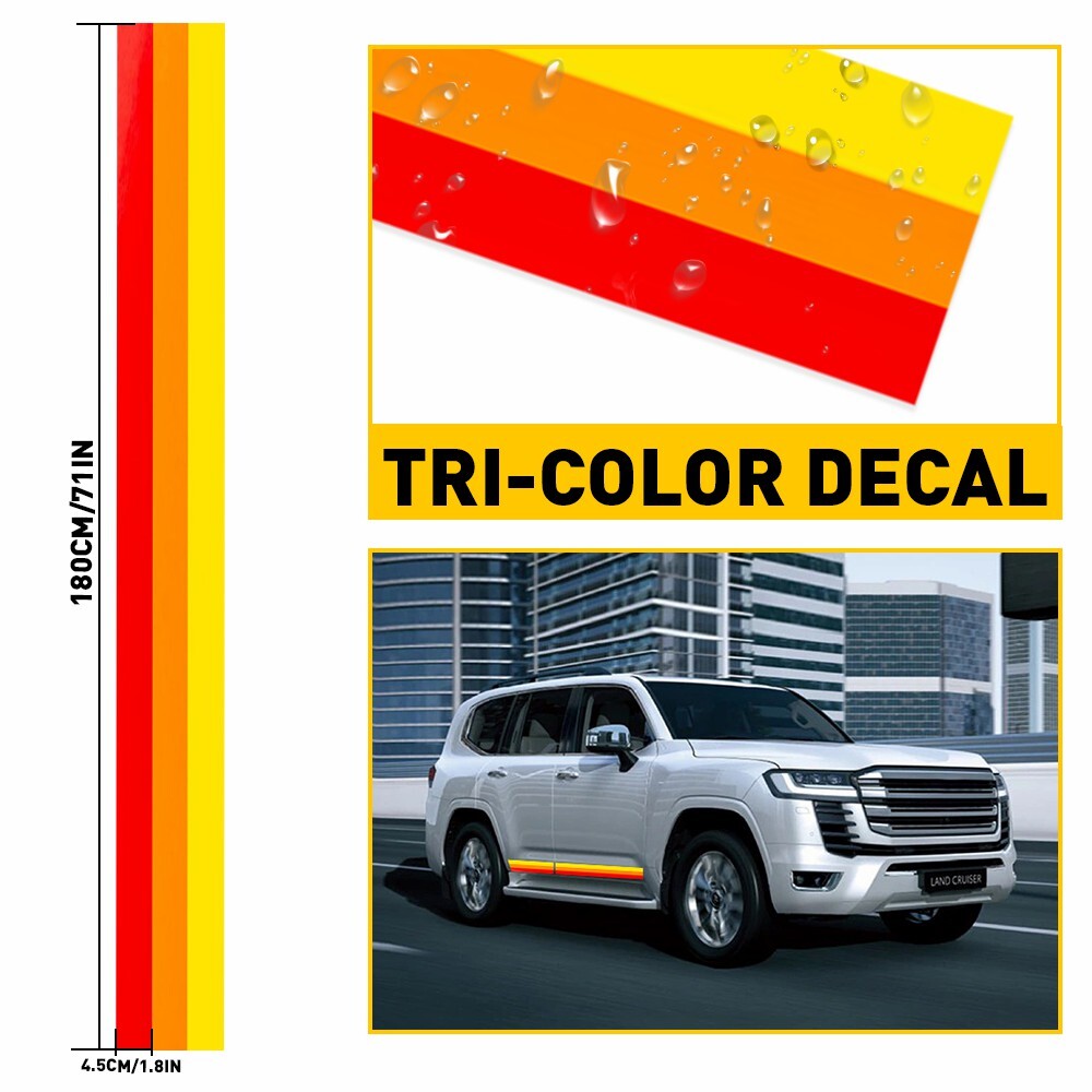 Classic Retro Style Tri-Color Stripe Decal Sticker Side skirt For Toyota/Lexus