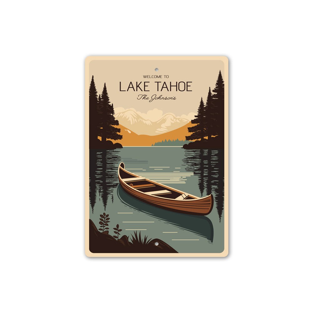 Custom Mountian Lake Home Metal Sign