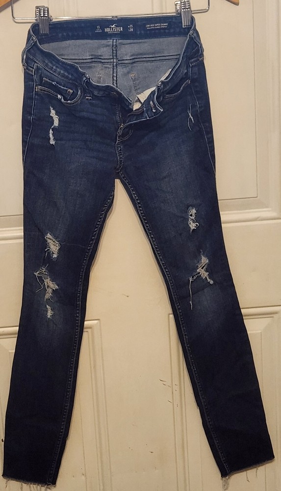 Hollister Jeans Women's 1S W 25 L 28 Destressed Denim Super Skinny Low Rise