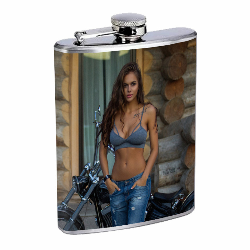 Country Pin Up Girls D18 Flask 8oz Stainless Steel Hip Drinking Whiskey