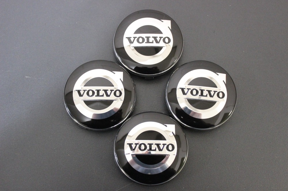 92-15 SET OF 4 VOLVO BLACK CENTER WHEEL HUB CAPS COVER LOGO RIMS V40-V90 XC90 XC