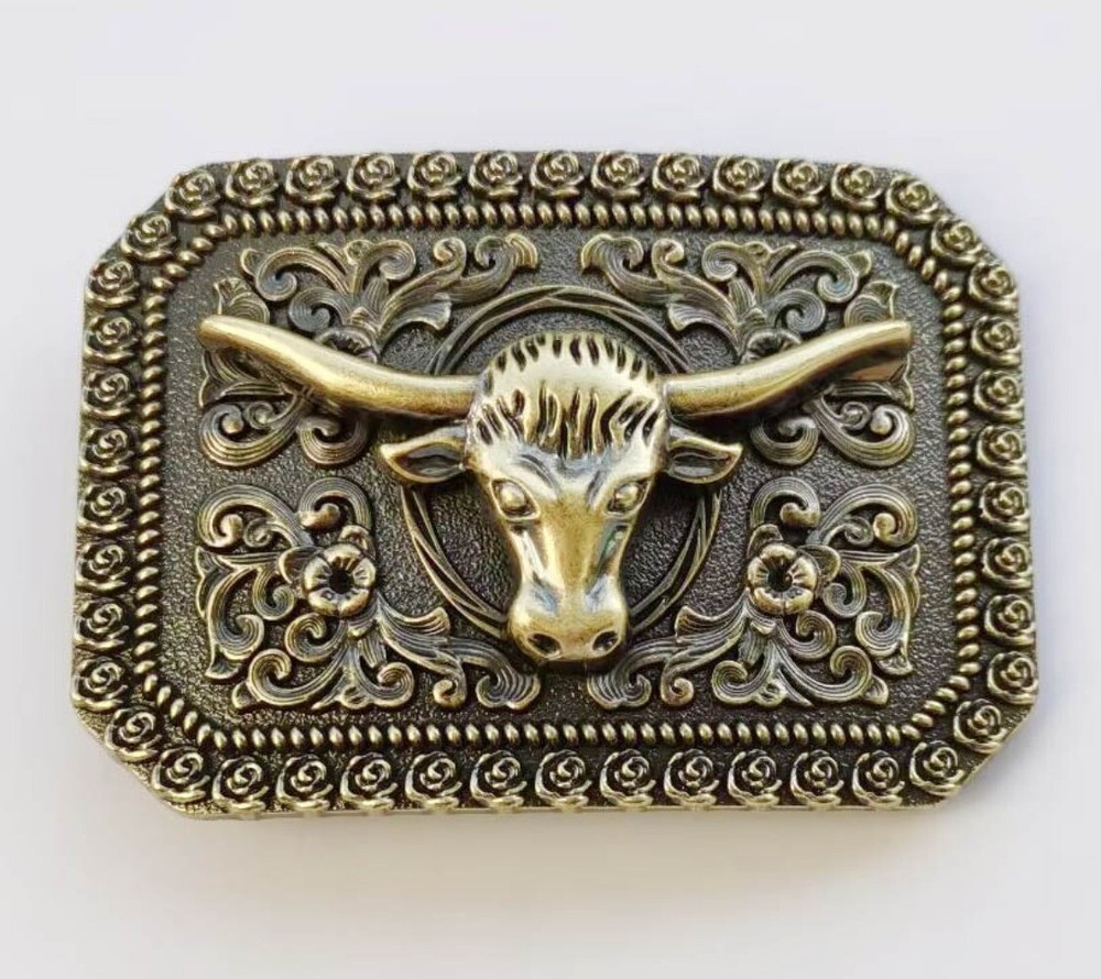 Vintage Style Western Cowboy Belt Buckle Bull Head Classic Rodeo Belt Buckle