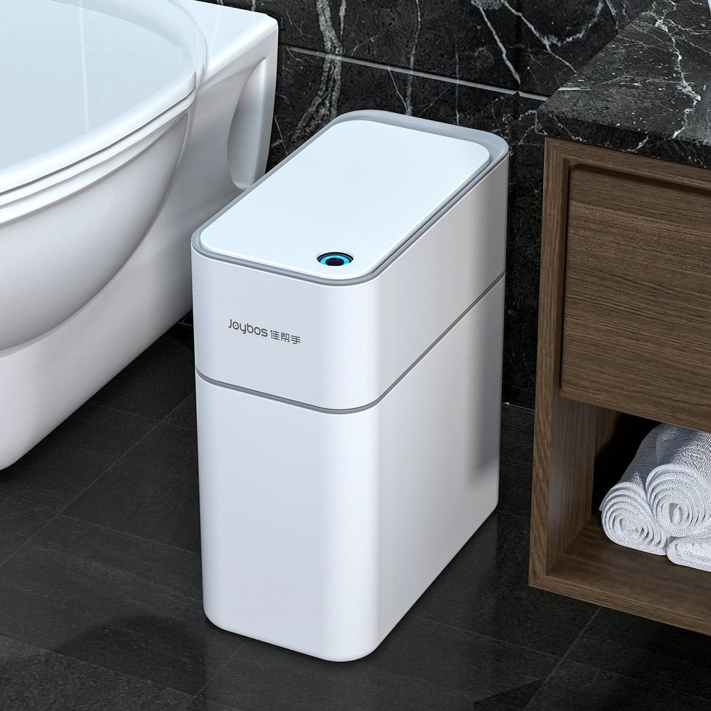 Small Bathroom Trash Cans with Lids,Motion Sensor Bathroom Trash Can,Narrow W...