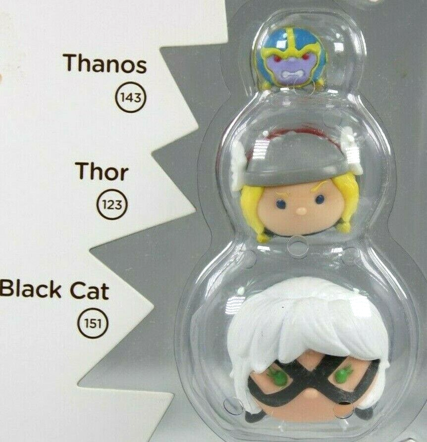 MARVEL TSUM TSUM SERIES 1 BLACK CAT, THOR, THANOS FIGURES 3 PACK 2016 SEALED