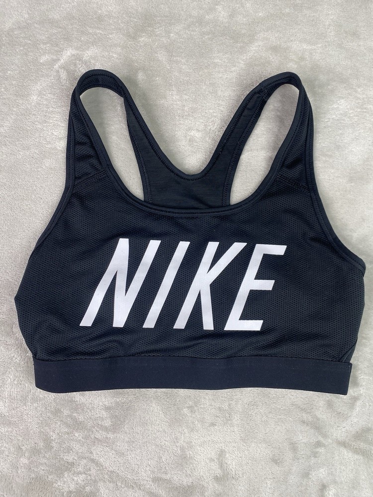 NIKE DRI-FIT Size M Women’s Black Unlined Wireless Pull On Racer Back Sports Bra