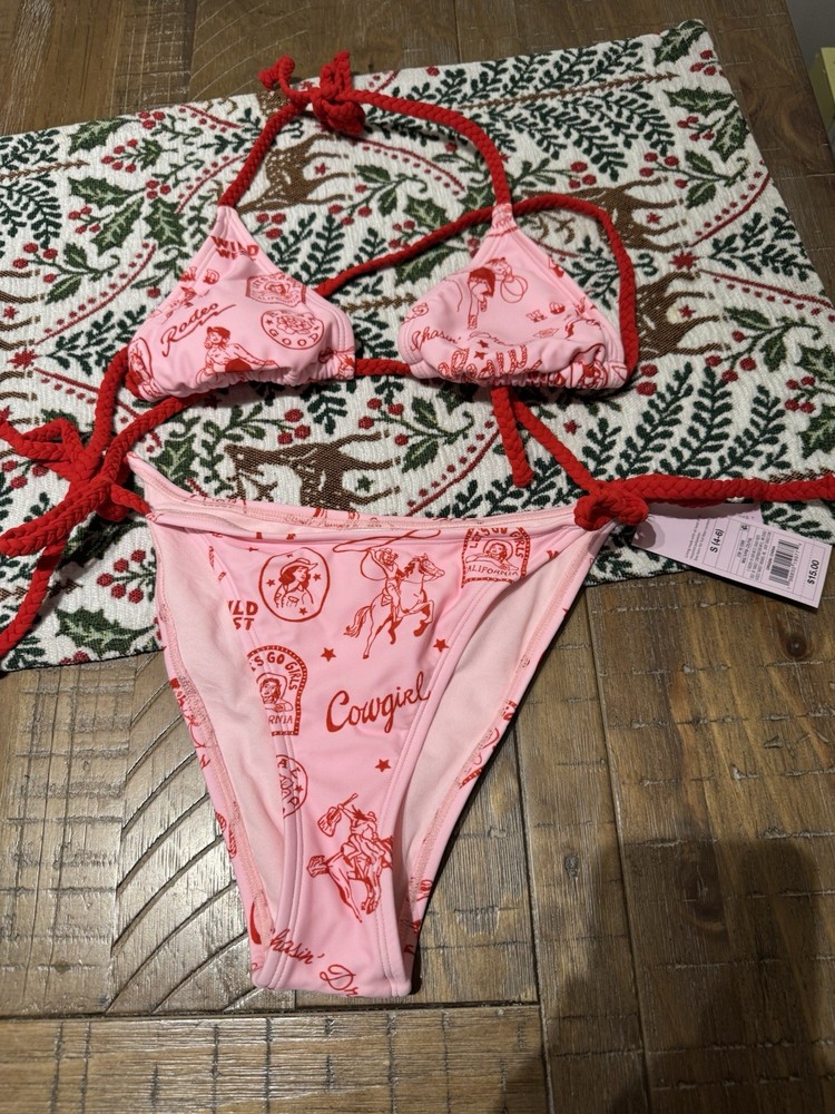 Wild Fable Western Print Bikini Set Cheeky Bikini Bottom S W/ Xs Top Great Fit