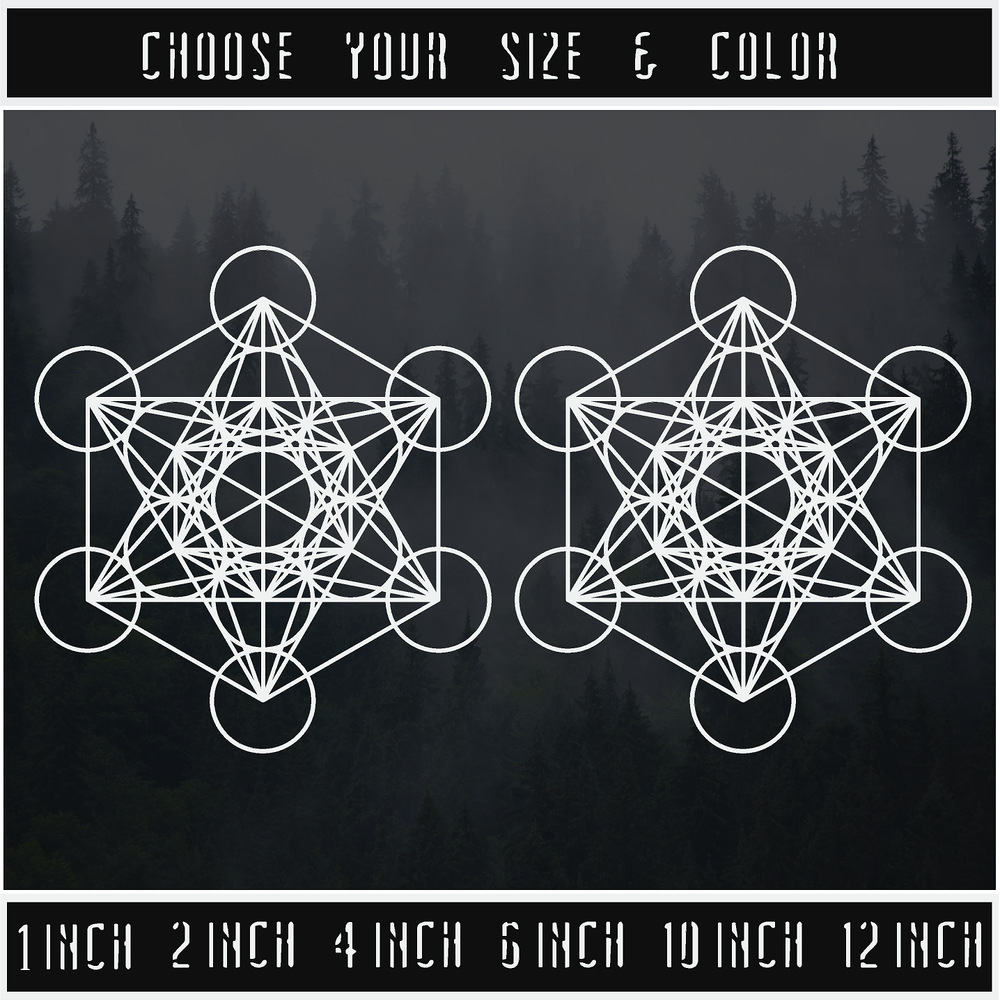 Metatron's Cube Decal (x2) Sacred Geometry Primary Colors, Die-Cut Vinyl Sticker