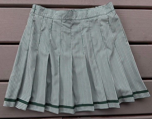 Vintage TAIL Tennis Pickleball Skirt Green Houndstooth Grosgrain Ribbon