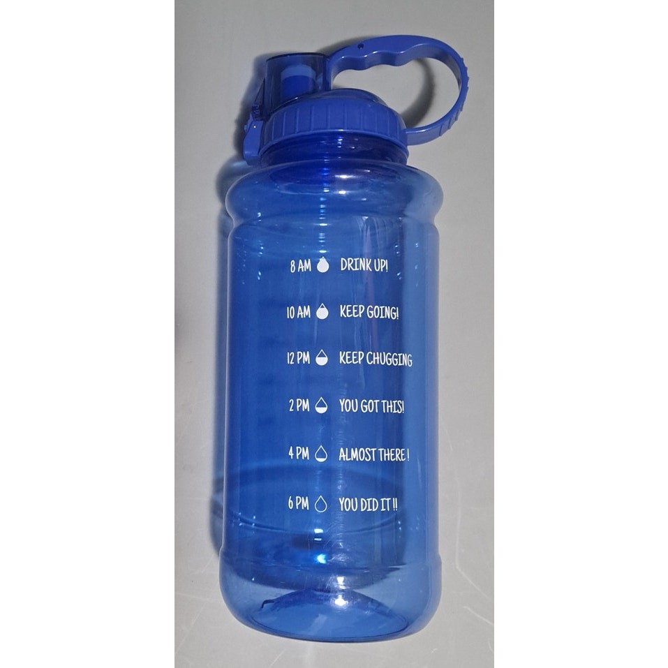 Motivational Fitness Cup Water Bottle with Leak Proof Lid 8am to 6pm 64oz