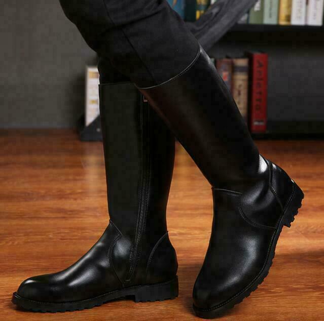 Men's Leather Equestrian Riding Boots – Military Style Mid Calf Shoes