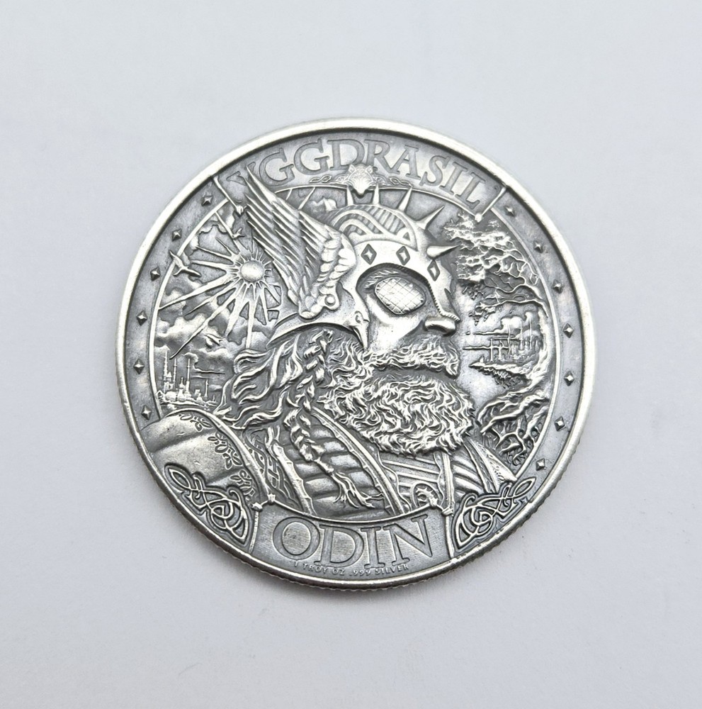 Mason Mint Odin Crossing Asgard Bifrost 999 1 oz Antique Silver Coin Art Round