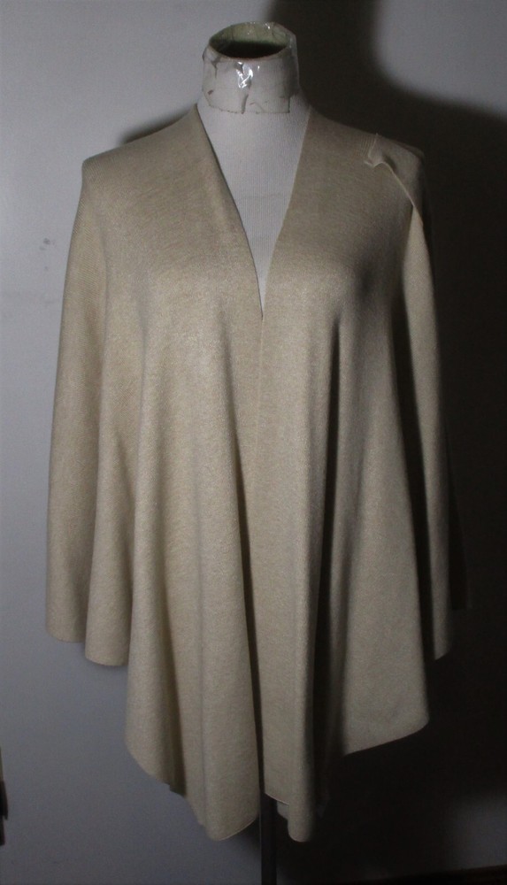 PULI Tan Viscose Poncho Wrap One Size
