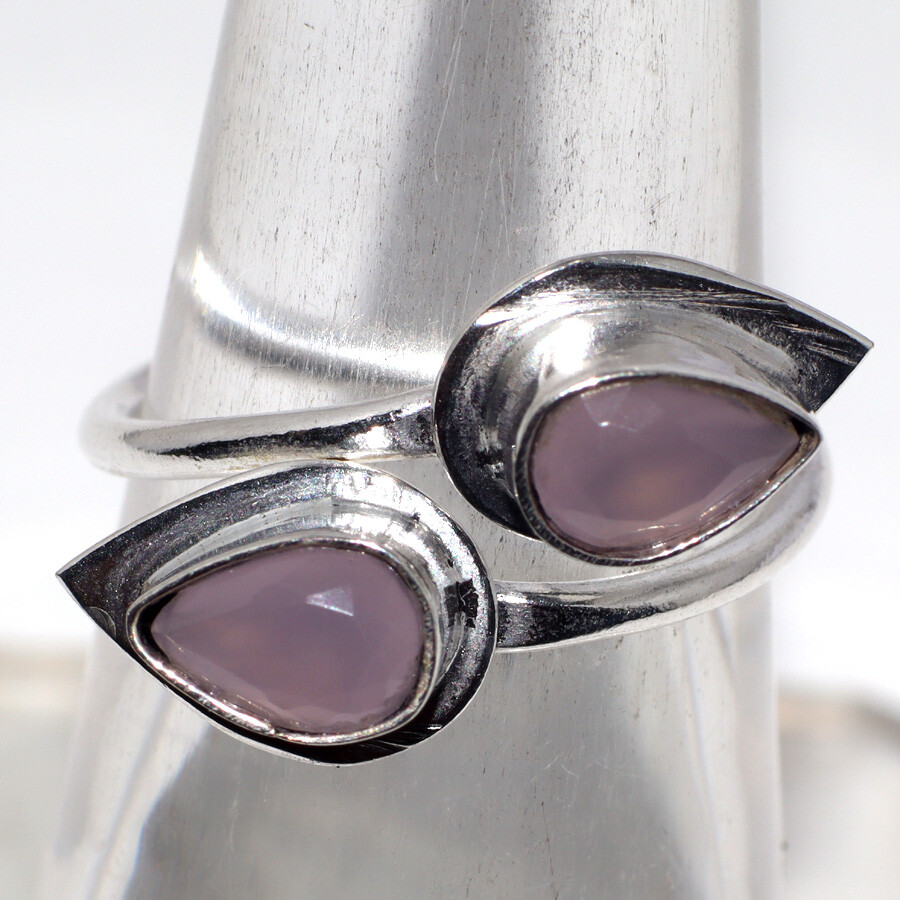 Pink Chalcedony  925 Silver Plated  Gemstone Ring Us FreeSize Exquisite Gift JW