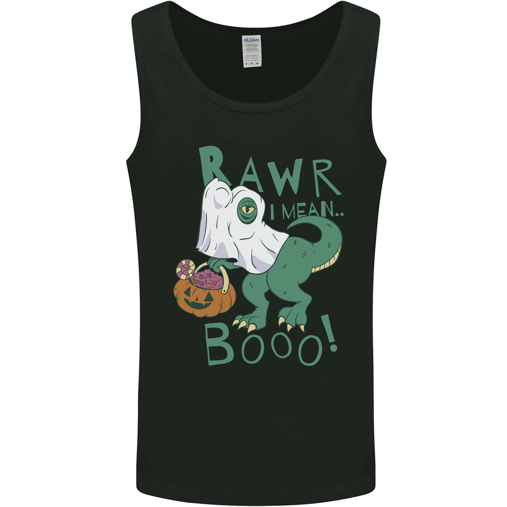 T-Rex RAWR I Mean Booo Halloween Dinosaur Mens Vest Tank Top
