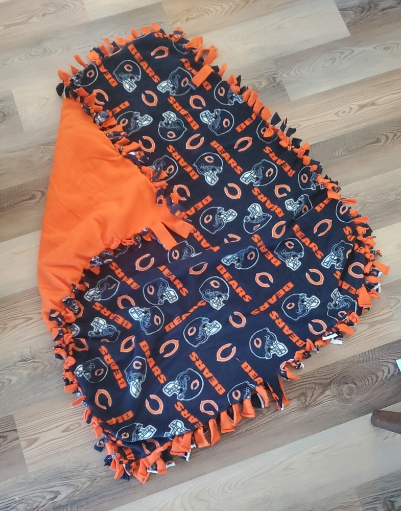 Fleece Blanket NFL Chicago Bears Double Layer Tied Security Helmets Logo