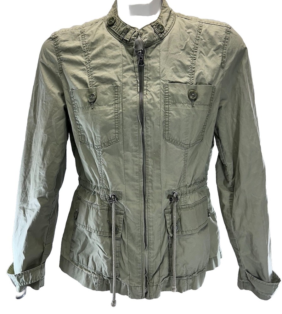 Tommy Hilfiger Olive Green Safari Cargo Jacket for Women Petite Small Tunic Style