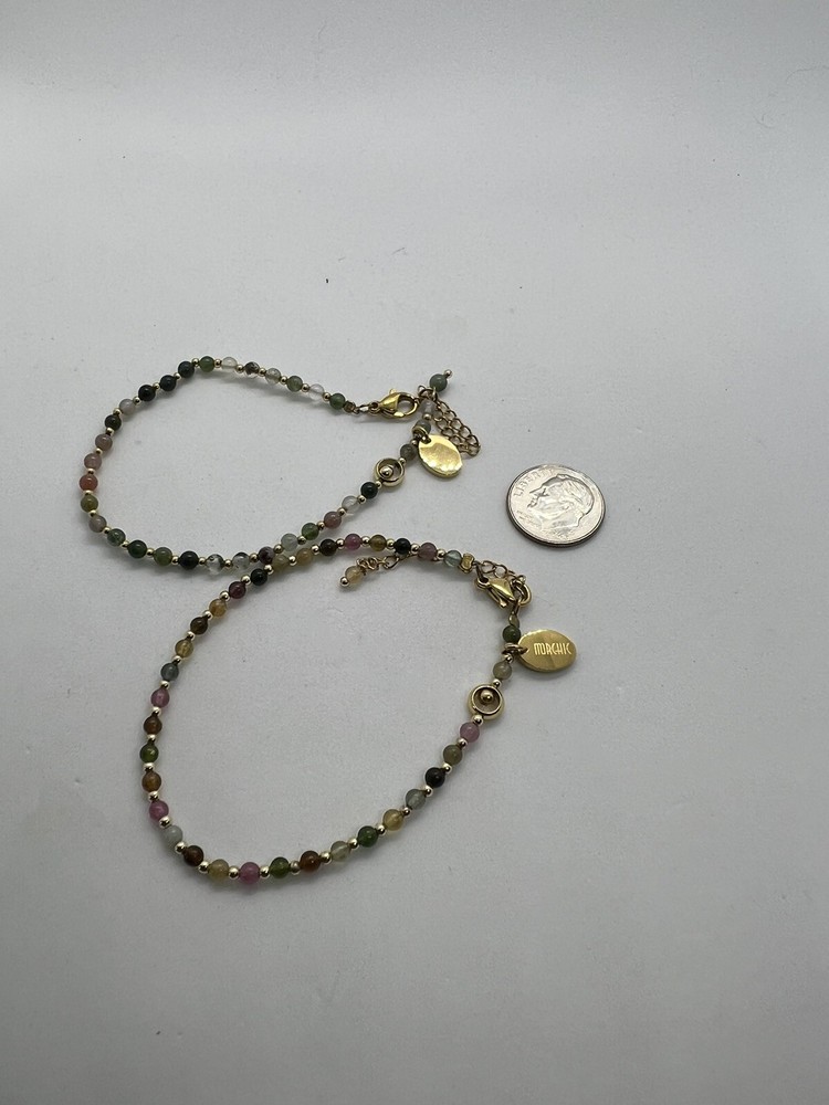 Morchic Two-Pack Semiprecious Gemstone Bracelets with Tiny Beads