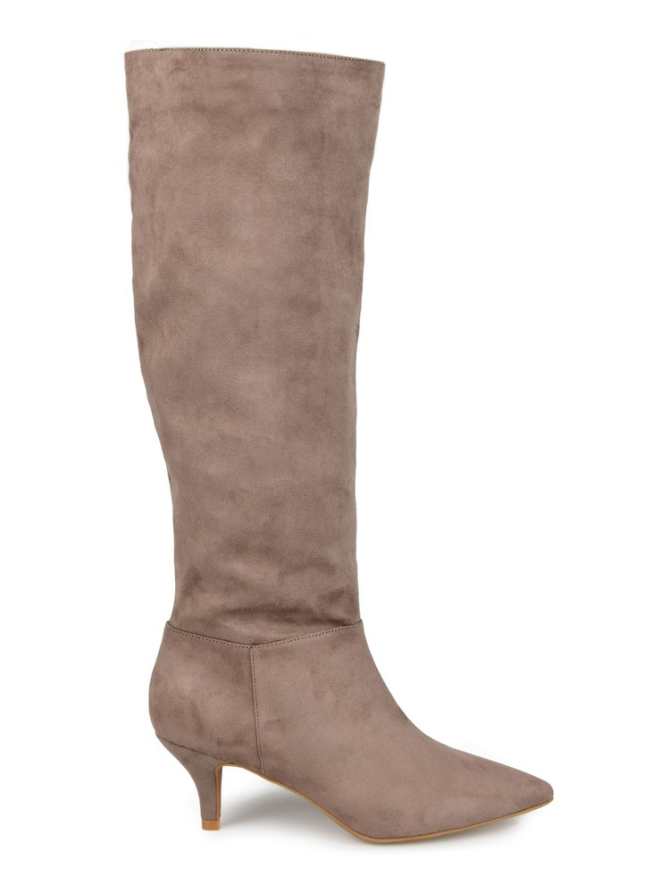 JOURNEE COLLECTION Womens Brown Vellia Toe Kitten Heel Slip On Boots 9.5 XWC