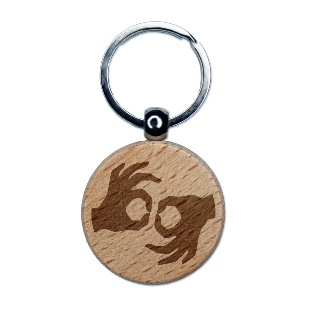 Deaf Awareness Sign Language Interpreter Engraved Wood Keychain