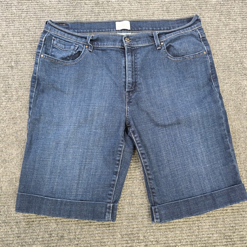 Levi's 515 Shorts Womens 14 W35 Blue Bermuda Mid Rise Stretch Denim