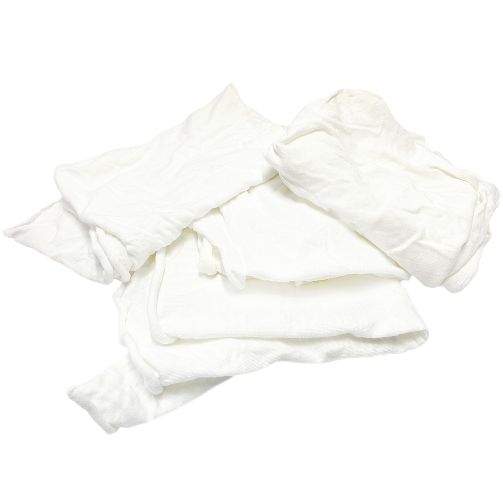 Recycled White Knit T-Shirt Cotton Rags - Multipurpose Wiping Cloths