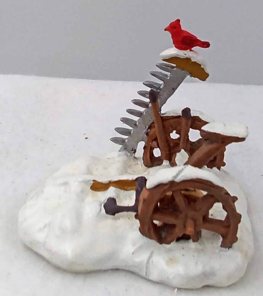 Lemax Snowed In Plow Figurine with Cardinal Saw Snow Table Decoration