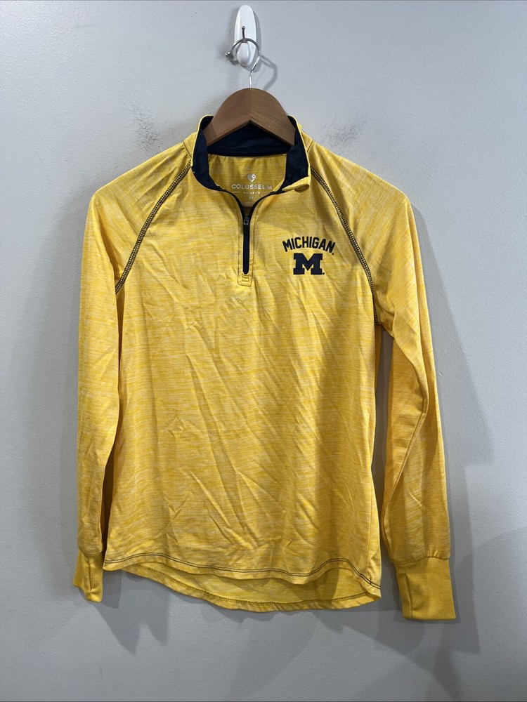 Michigan Wolverine Colosseum Yellow 1/4 Zip Sweatshirt Size XXL NWOT