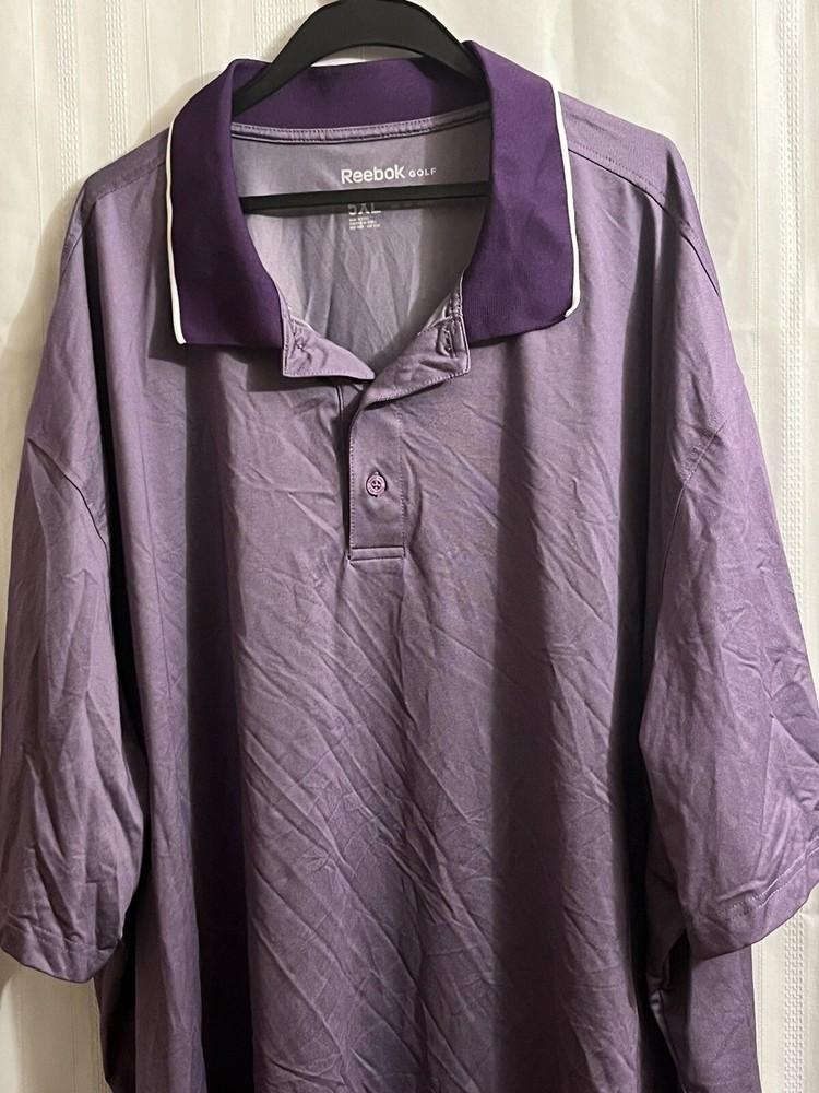 Reebok Golf Men’s Short Sleeve Polo Shirt Size 5XL 2 Tone Purple  Slits On Hem
