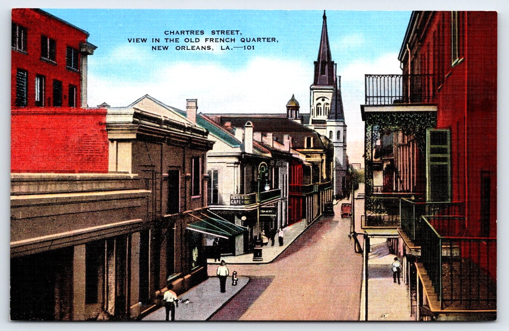 Original Vintage Antique Postcard New Orleans, Louisiana Old French Quarter