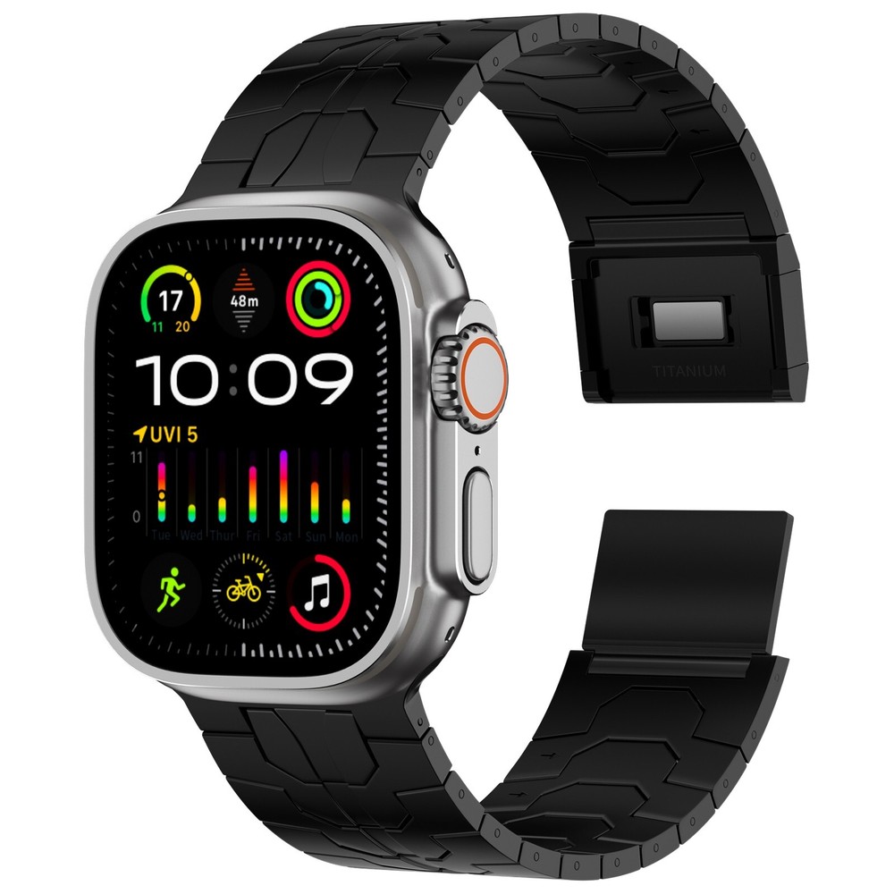 24mm Wide Full Titanium Watch Band with Magnetic Clasp for Apple Watch Black