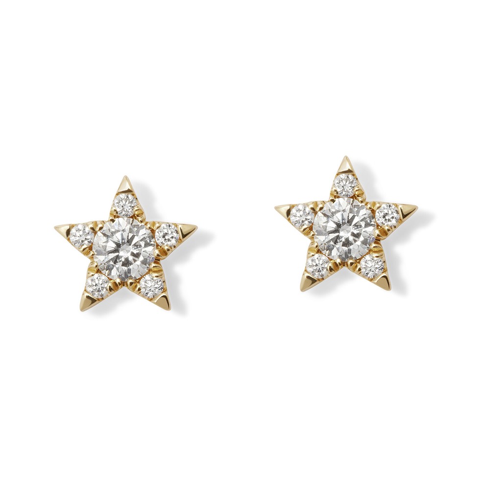 1.5CT Star Moissanite Stud Earrings in 14K Solid Yellow Gold
