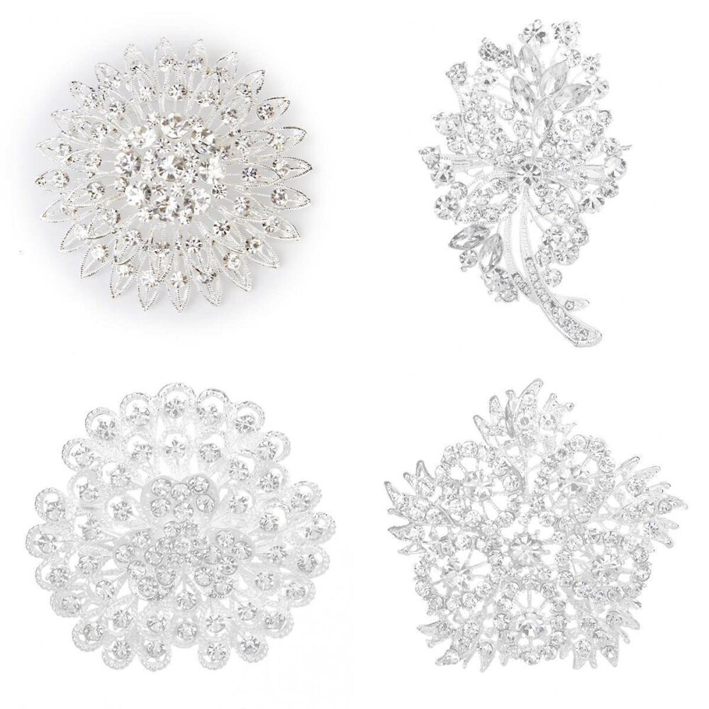 4pcs Brooch Beautiful Creative Alloy Crystal Jewelry Girls Women Bridal
