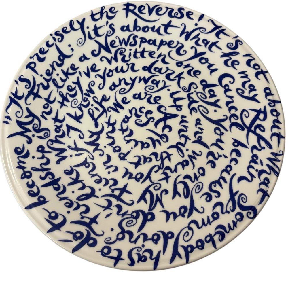 Royal Delft 12-inch Diskus Plate Friendship Design Blue White Nicole van Schouwenburg