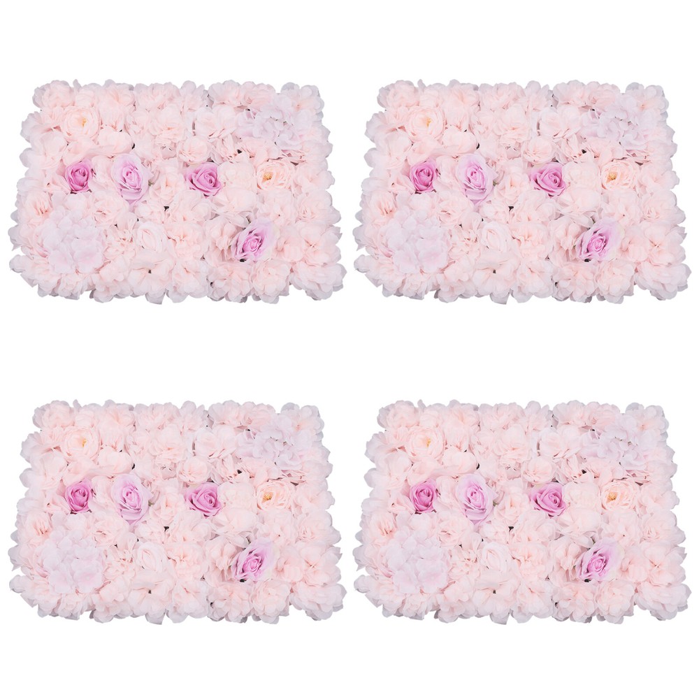 4X Artificial Flower Wall Handmade Panels Wedding Party Backdrop Home Decor US