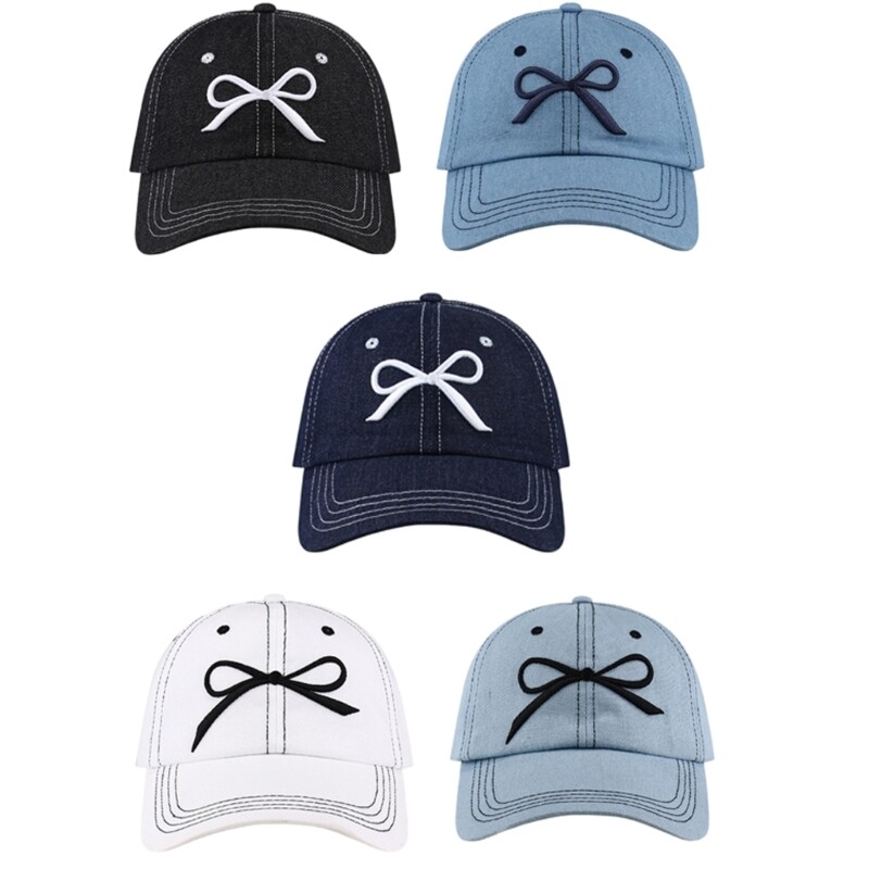 Embroidery Bowknot Baseball Hat for Teen Adult Unisex Outdoor Cycling Hiking Hat