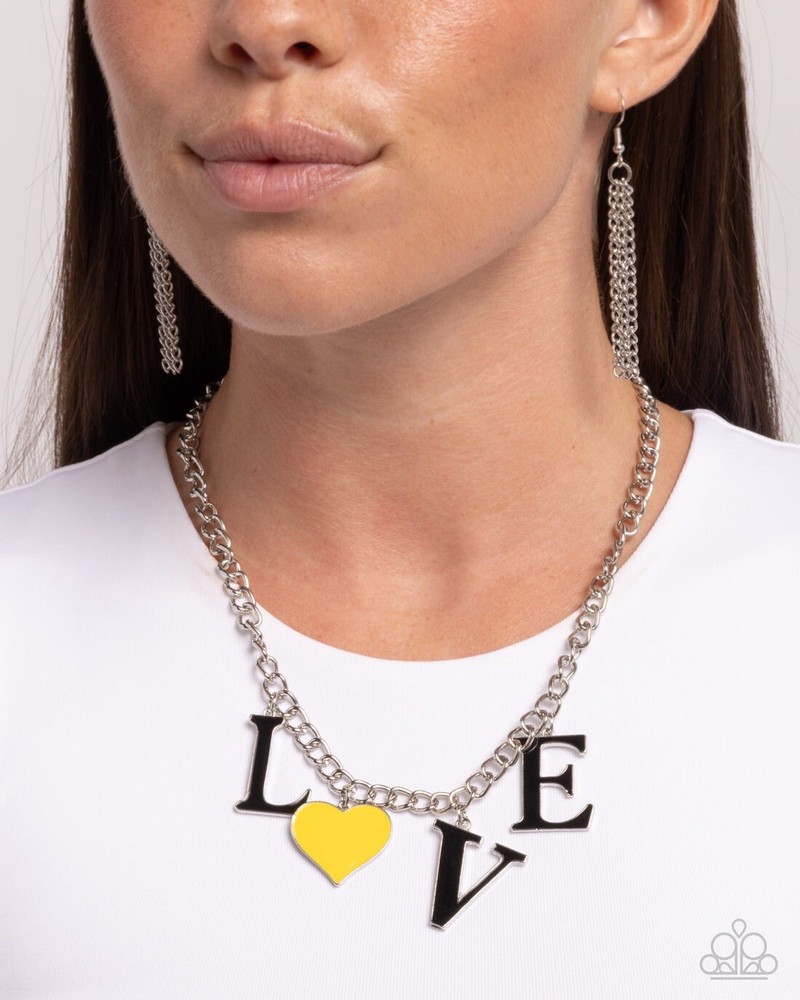 New Paparazzi Jewelry-Lovely Lineup Necklace-Yellow