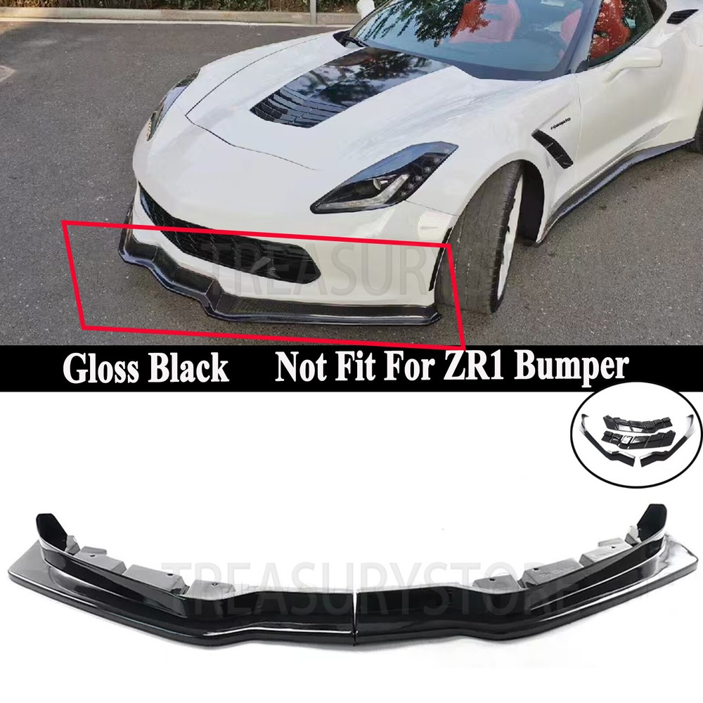 For Corvette C7 Z06 GS Stingray 2014-2019 Gloss Black Front Bumper Lip Splitters