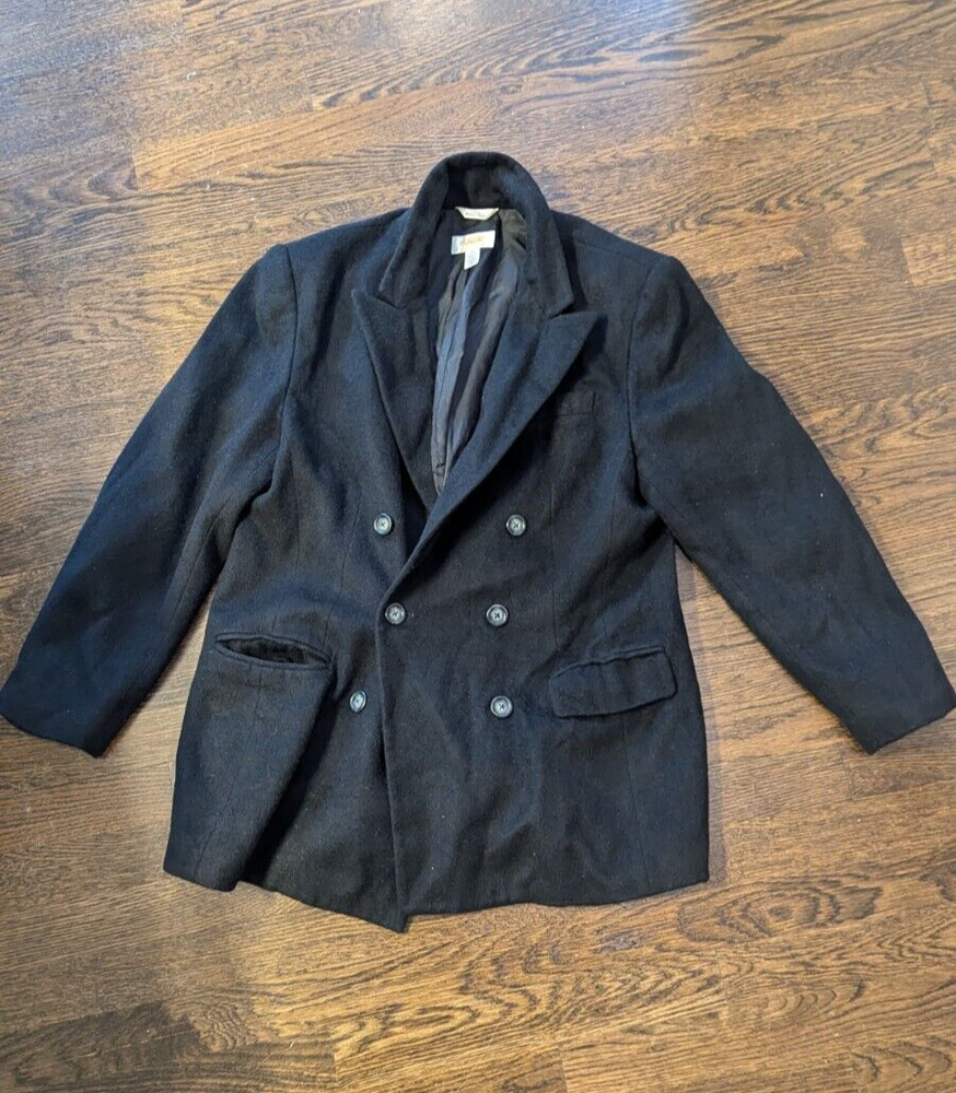 Talbots 100% Camel Hair Jacket Blazer Black Sz 14 Petite Made in Italy