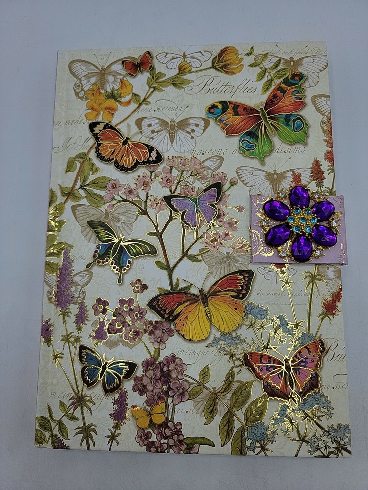 Punch Studio Butterflies Paradise Purple Flower Brooch Closure 15583