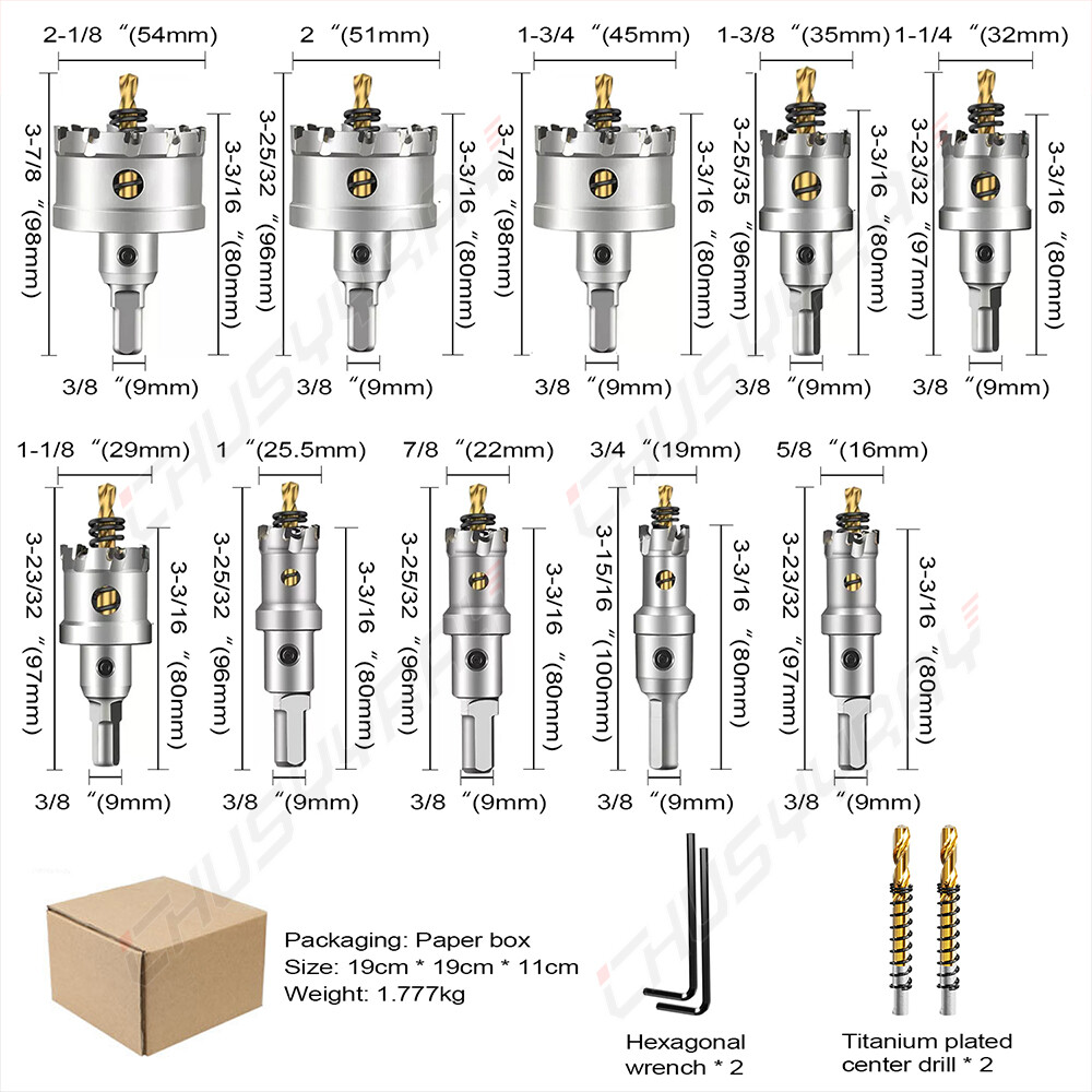 12PC Hole Saw Tooth Kit HSS Steel Drill Bit Set Cutter Tool For Metal Wood Alloy