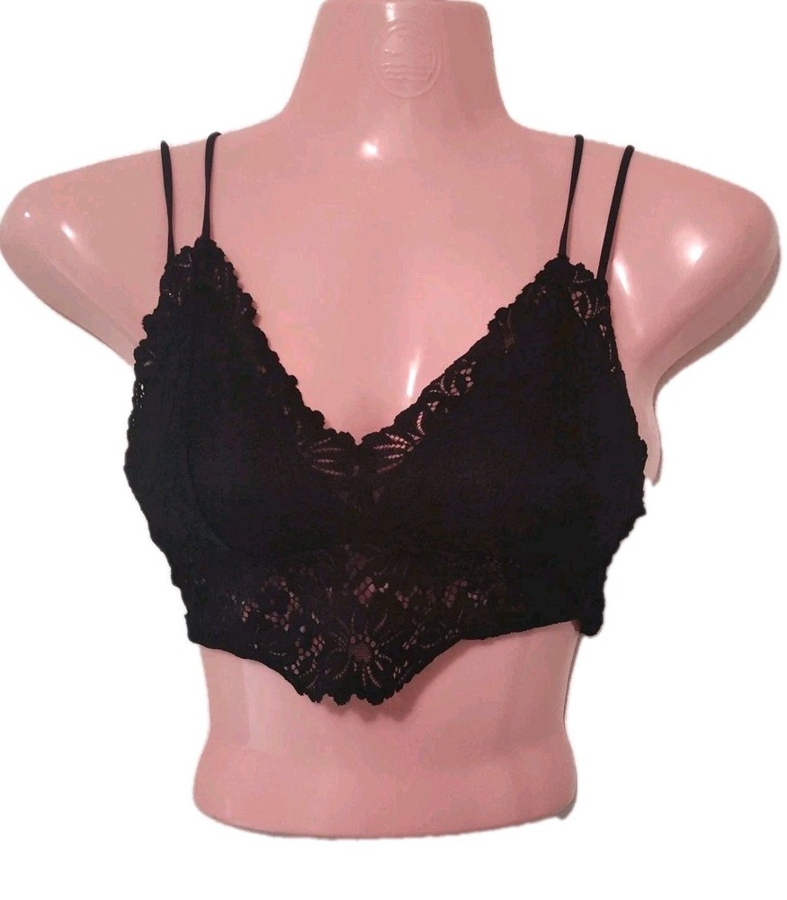 PINK Victoria Secrets Black Lace  Push-Up Padded Bralette Women's Size Small