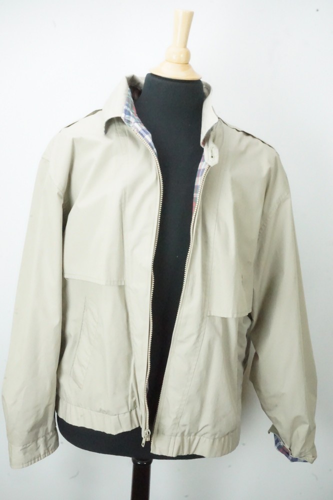 Men's Light Beige Cotton Blend Bomber Jacket - Size L - Members Only Brand-image