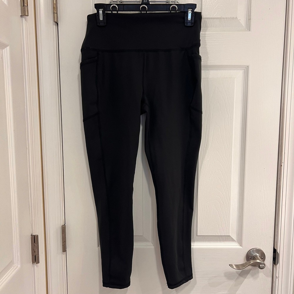 RBX Womens High Waist Active Leggings with Side Pockets Black Size Large