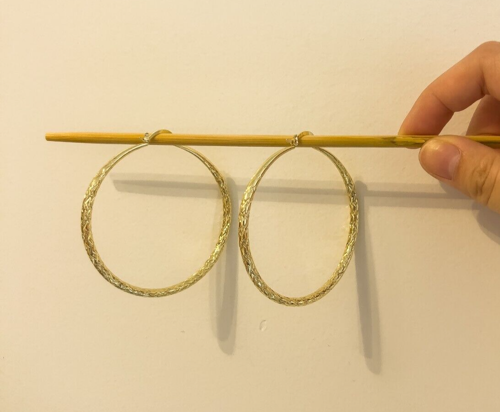 14k Gold-Filled Diamond-Etched Round Hoops Earrings