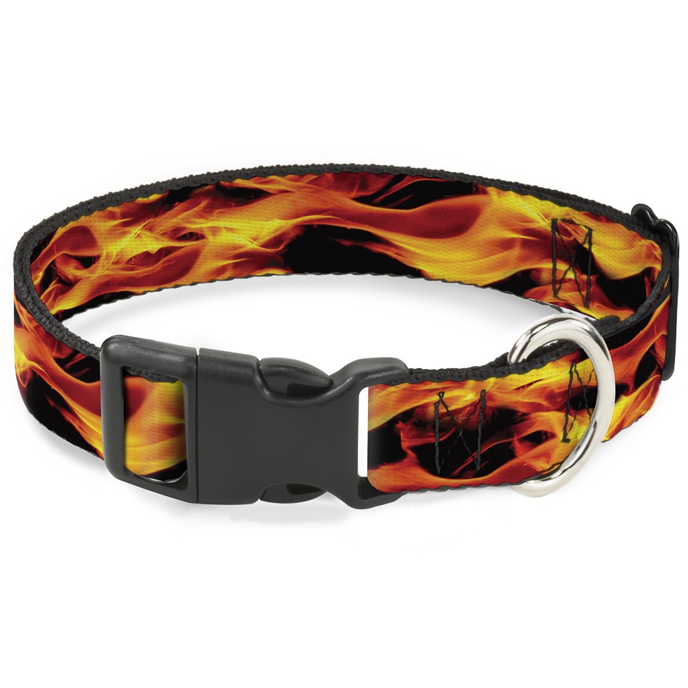 Plastic Clip Collar Flames Vivid Black/Orange WIDE-Medium 16-23