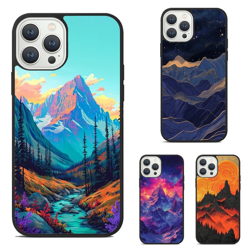 For iPhone SE4 16E 12 13 14 15 16 Pro Max Anti scratch Case Magic Mountain print