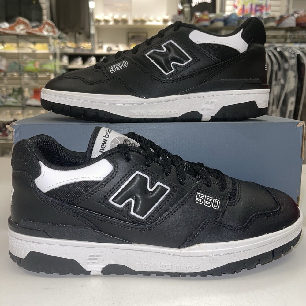 Size 10 - New Balance 550 Black White - LIGHTLY WORN WITH ORIGINAL BOX