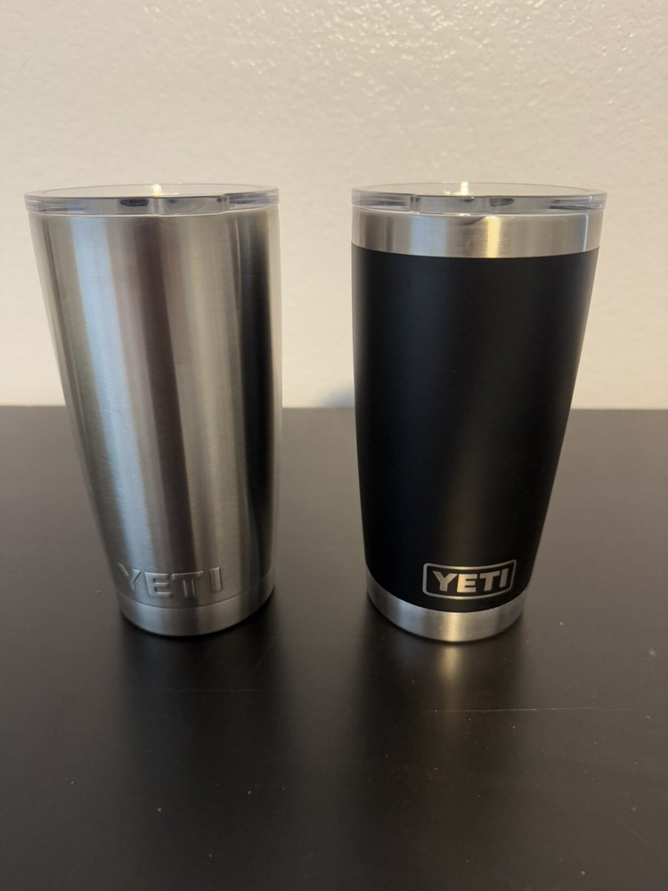 2 YETI Rambler 20Oz Stainless Steel Insulated Tumbler With Magslider Black