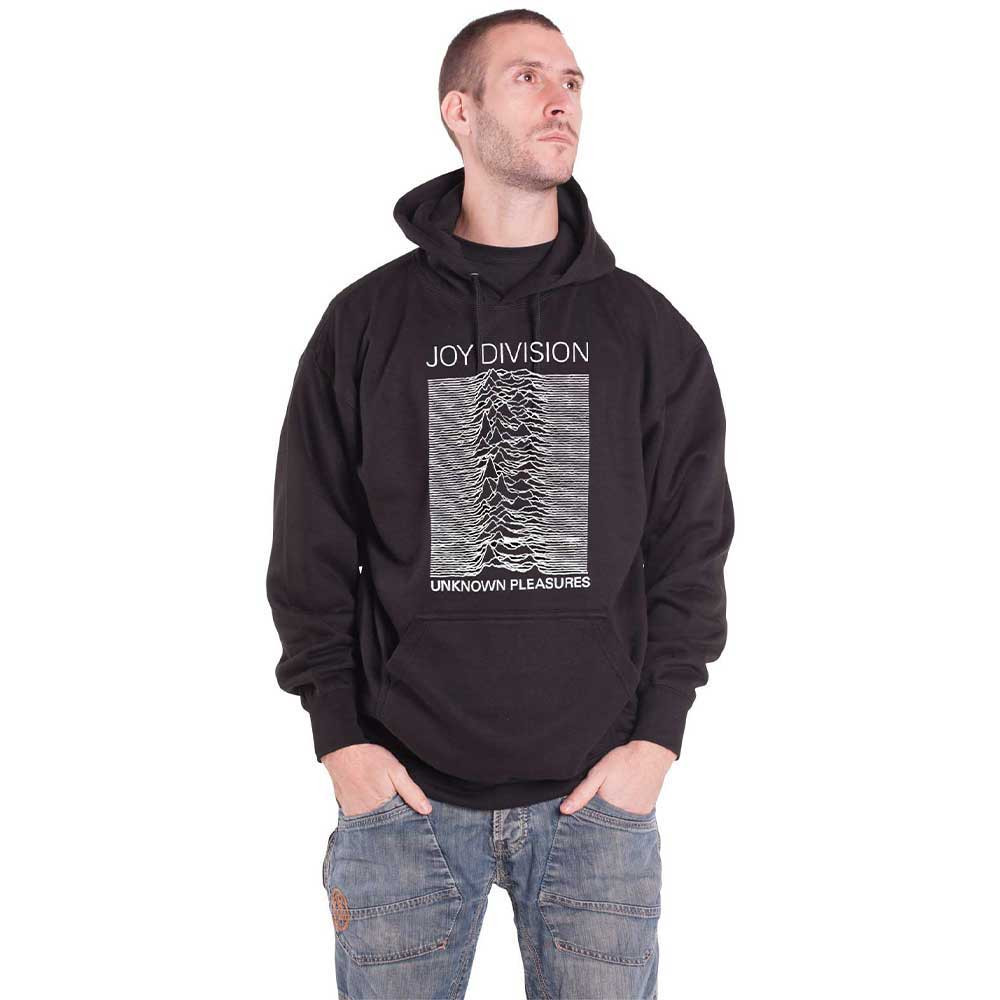Joy Division Unknown Pleasures Band Logo Hoodie Mens Black Pullover